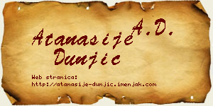 Atanasije Dunjić vizit kartica
